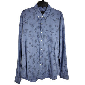 Abercrombie and Fitch Mens Shirt Floral Print Button Front Long Sleeve Blue XL